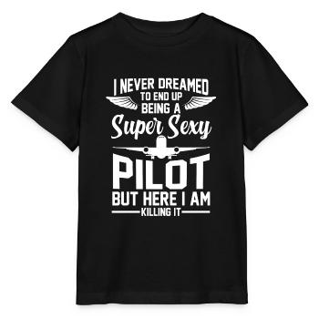 Pilot Airline Flug Pilot Geschenk - Stanley/Stella Kinder T-Shirt MINI CREATOR  - Schwarz - Vorne - Mikhail (115cm)