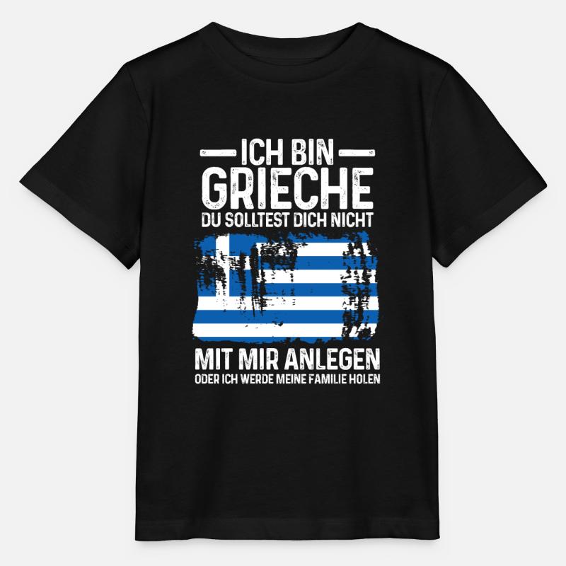 Grieche Griechisch Griechische Flagge Geschenk - Stanley/Stella Kinder T-Shirt MINI CREATOR - Schwarz