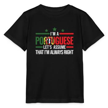 Portugiesische Wurzeln Portugiesische Flagge - Stanley/Stella Kinder T-Shirt MINI CREATOR  - Schwarz - Vorne - Mikhail (115cm)