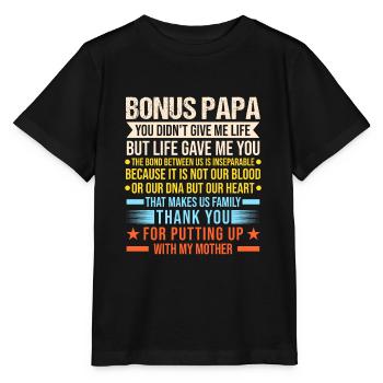 Bonus Papa Bonus Papa Family Geschenk - Stanley/Stella MINI CREATOR Kids’ T-Shirt - black - Front - Mikhail (115cm)