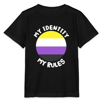 Cadeau LGBTQ non binaire non binaire drapeau non binaire - T-shirt bio MINI CREATOR Stanley/Stella Enfant - noir - Devant - Mikhail (115cm)