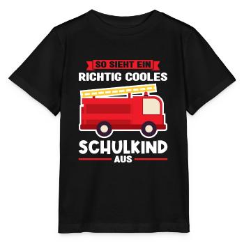 Schulkind Feuerwehr Schulbeginn Geschenk - Stanley/Stella Kinder T-Shirt MINI CREATOR  - Schwarz - Vorne - Mikhail (115cm)