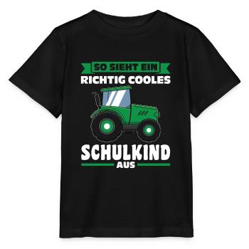 Schulkind Traktor Schulbeginn Geschenk - Stanley/Stella Kinder T-Shirt MINI CREATOR  - Schwarz - Vorne - Mikhail (115cm)