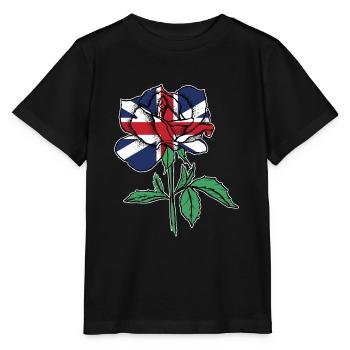 Flag Rose British Flag Roots Gift - Stanley/Stella MINI CREATOR Kids’ T-Shirt - black - Front - Mikhail (115cm)