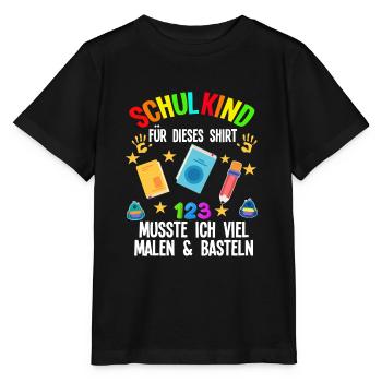 Schulkind Einschulung Schulbeginn Geschenk - Stanley/Stella Kinder T-Shirt MINI CREATOR  - Schwarz - Vorne - Mikhail (115cm)