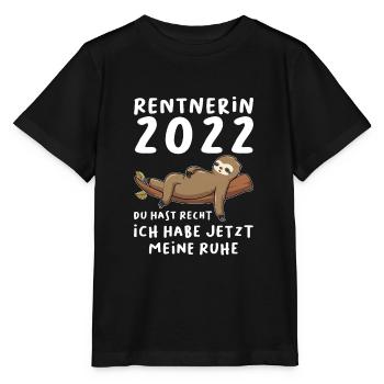 Rentnerin 2022 Faultier Rentnerin Geschenk - Stanley/Stella Kinder T-Shirt MINI CREATOR  - Schwarz - Vorne - Mikhail (115cm)