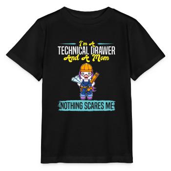 Je suis un dessinateur technique et une maman rien ne me fait peur - T-shirt bio MINI CREATOR Stanley/Stella Enfant - noir - Devant - Mikhail (115cm)