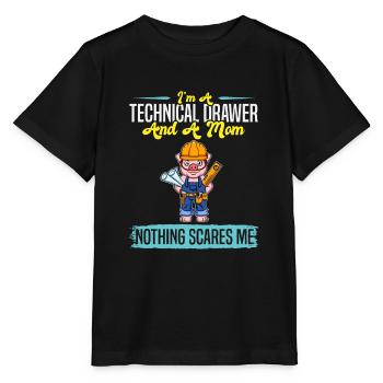 Je suis un dessinateur technique et une maman rien ne me fait peur - T-shirt bio MINI CREATOR Stanley/Stella Enfant - noir - Devant - Mikhail (115cm)
