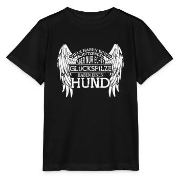 Nur echte Glückspilze haben einen Hund - Stanley/Stella Kinder T-Shirt MINI CREATOR  - Schwarz - Vorne - Mikhail (115cm)