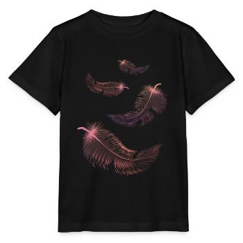 Plumes de couleurs rose et lilas - T-shirt bio MINI CREATOR Stanley/Stella Enfant - noir - Devant - Mikhail (115cm)