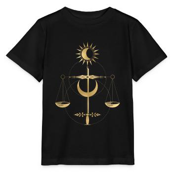 Goldene Waage Tarot Stil Gerechtigkeit - Stanley/Stella Kinder T-Shirt MINI CREATOR  - Schwarz - Vorne - Mikhail (115cm)