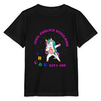 Dabbing Unicorn - Juhu, endlich Schulkind - Stanley/Stella Kinder T-Shirt MINI CREATOR  - Schwarz - Vorne - Mikhail (115cm)