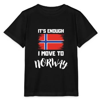 Drapeau norvégien Je déménage en Norvège - T-shirt bio MINI CREATOR Stanley/Stella Enfant - noir - Devant - Mikhail (115cm)
