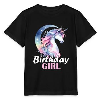 Unicorn Birthday Girl Birthday Girl Cute - Stanley/Stella MINI CREATOR Kids’ T-Shirt - black - Front - Mikhail (115cm)