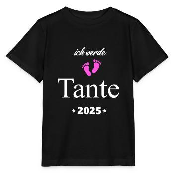 Ich werde Tante 2025 Schwanger 2025 Tante Geschenk - Stanley/Stella Kinder T-Shirt MINI CREATOR  - Schwarz - Vorne - Mikhail (115cm)