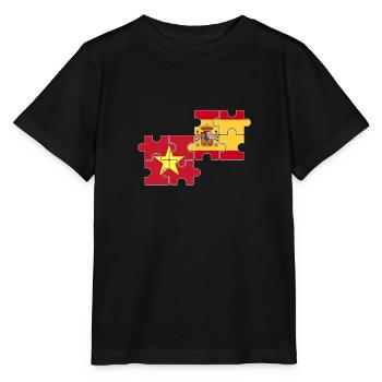 Vietnam Spain Flag Spanish Vietnamese - Stanley/Stella MINI CREATOR Kids’ T-Shirt - black - Front - Mikhail (115cm)