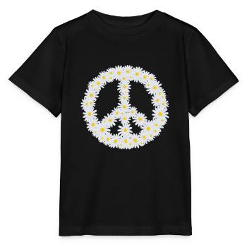 Gänseblümchen-Friedenszeichen - Stanley/Stella Kinder T-Shirt MINI CREATOR  - Schwarz - Vorne - Mikhail (115cm)