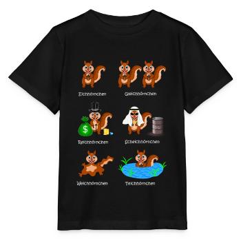 squirrels, rich squirrels, sheikh squirrels, - Stanley/Stella MINI CREATOR Kids’ T-Shirt - black - Front - Mikhail (115cm)