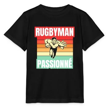 rugbyman passionné - T-shirt bio MINI CREATOR Stanley/Stella Enfant - noir - Devant - Mikhail (115cm)