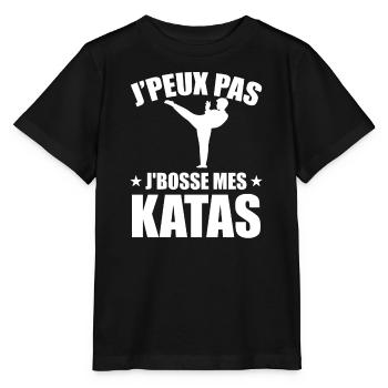 Je Peux Pas Je Bosse Mes Katas - T-shirt bio MINI CREATOR Stanley/Stella Enfant - noir - Devant - Mikhail (115cm)