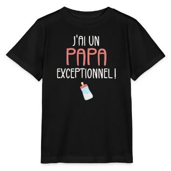 J'ai un Papa Exceptionnel - T-shirt bio MINI CREATOR Stanley/Stella Enfant - noir - Devant - Mikhail (115cm)