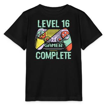 Niveau 16 complète 16 Ans Gamer Level 16 Complete - T-shirt bio MINI CREATOR Stanley/Stella Enfant - noir - Devant - Mikhail (115cm)