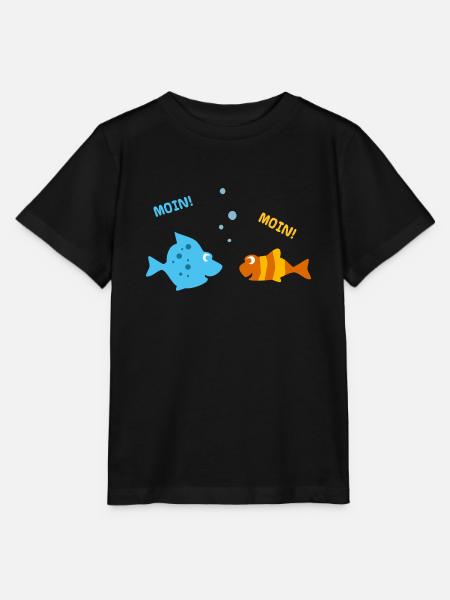 Lustige Fische machen Urlaub am Meer u. sagen Moin - Stanley/Stella Kinder T-Shirt MINI CREATOR - Schwarz