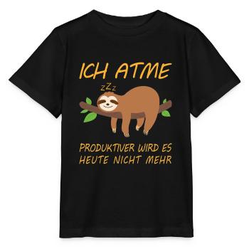 Faultier ich atme - Stanley/Stella Kinder T-Shirt MINI CREATOR  - Schwarz - Vorne - Mikhail (115cm)