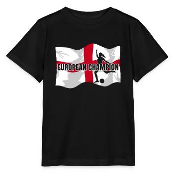 European Champion | Frauenfußball England Flagge - Stanley/Stella Kinder T-Shirt MINI CREATOR  - Schwarz - Vorne - Mikhail (115cm)