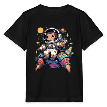 Petit astronaute dans la bande dessinée animée du vaisseau spatial - T-shirt bio MINI CREATOR Stanley/Stella Enfant - noir - Devant - Mikhail (115cm)