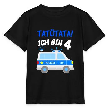 4 Jahre Polizeiauto Blaulicht Geburtstag Polizei - Stanley/Stella Kinder T-Shirt MINI CREATOR  - Schwarz - Vorne - Mikhail (115cm)