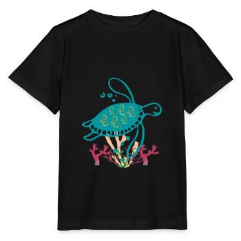 Récif corallien de tortue de mer - T-shirt bio MINI CREATOR Stanley/Stella Enfant - noir - Devant - Mikhail (115cm)