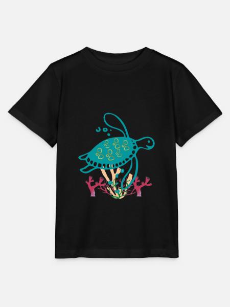 Meeresschildkröte Korallenriff - Stanley/Stella Kinder T-Shirt MINI CREATOR - Schwarz