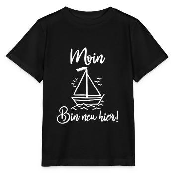 Moin bin neu hier Geburt Baby Hamburg Anker - Stanley/Stella Kinder T-Shirt MINI CREATOR  - Schwarz - Vorne - Mikhail (115cm)