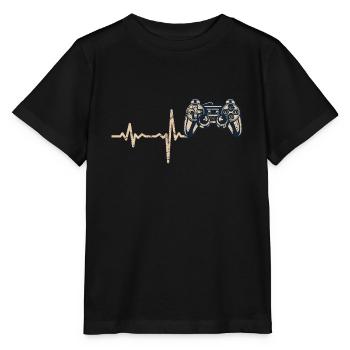 Shirt cadeau console de jeu Heartbeat - T-shirt bio MINI CREATOR Stanley/Stella Enfant - noir - Devant - Mikhail (115cm)