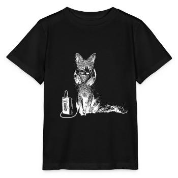 Musik hörender Fuchs - Stanley/Stella Kinder T-Shirt MINI CREATOR  - Schwarz - Vorne - Mikhail (115cm)