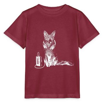 Musik hörender Fuchs - Stanley/Stella Kinder T-Shirt MINI CREATOR  - Burgunderrot - Vorne - Kain (125cm)
