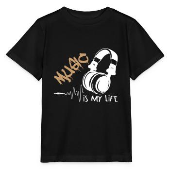 Music Is My Life - Stanley/Stella Kinder T-Shirt MINI CREATOR  - Schwarz - Vorne - Mikhail (115cm)
