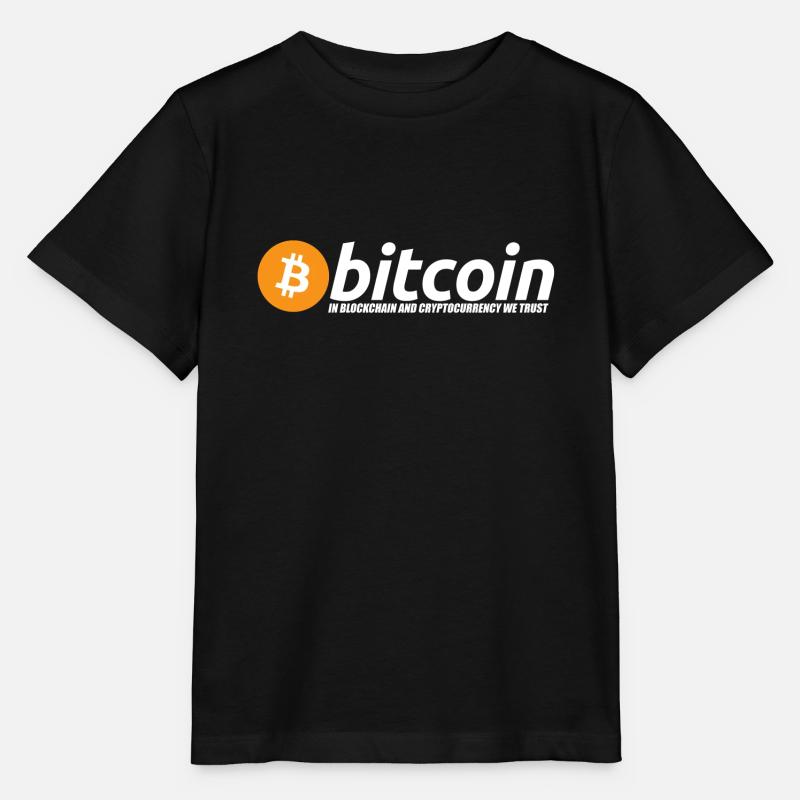 logo Bitcoin avec titre d'appel blanc - T-shirt bio MINI CREATOR Stanley/Stella Enfant - noir