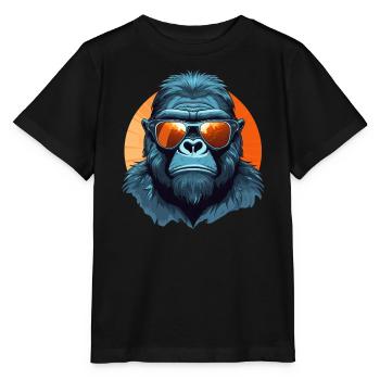 Cooler Gorilla - Gorilla mit Sonnenbrille beim - Stanley/Stella Kinder T-Shirt MINI CREATOR  - Schwarz - Vorne - Mikhail (115cm)