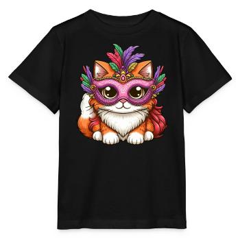 Mardi Gras Persian Cat, Masquerade Ball Cat - Stanley/Stella MINI CREATOR Kids’ T-Shirt - black - Front - Mikhail (115cm)