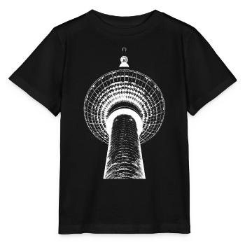 Dessin lumineux de la tour de télévision de Berlin - T-shirt bio MINI CREATOR Stanley/Stella Enfant - noir - Devant - Mikhail (115cm)