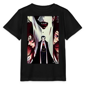 Manga Vampir Dracula Monster Halloween - Stanley/Stella Kinder T-Shirt MINI CREATOR  - Schwarz - Vorne - Mikhail (115cm)
