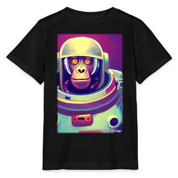 Monkey Animal Astronaut Space Space Universe 8 - Stanley/Stella MINI CREATOR Kids’ T-Shirt - black - Front - Mikhail (115cm)