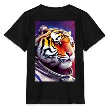 Tiger Big Cat Astronaut Future Sci-Fi Technology - T-shirt bio MINI CREATOR Stanley/Stella Enfant - noir - Devant - Mikhail (115cm)