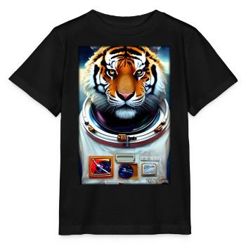 Tiger Big Cat Astronaut Future Sci-Fi Technology - T-shirt bio MINI CREATOR Stanley/Stella Enfant - noir - Devant - Mikhail (115cm)