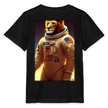 Leo Big Cat Astronaut Future Sci-Fi Technology - T-shirt bio MINI CREATOR Stanley/Stella Enfant - noir - Devant - Mikhail (115cm)
