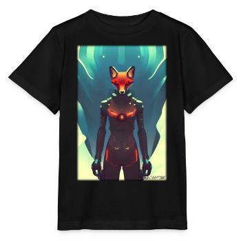 Fox Wildlife Cyber Neon Punk Future Sci-Fi - T-shirt bio MINI CREATOR Stanley/Stella Enfant - noir - Devant - Mikhail (115cm)