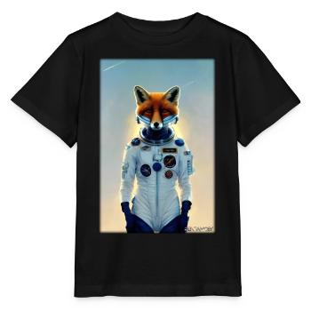 Fox Wildlife Astronaut Future Sci-Fi Technology - T-shirt bio MINI CREATOR Stanley/Stella Enfant - noir - Devant - Mikhail (115cm)