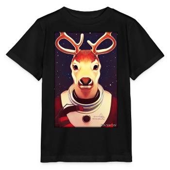 Reindeer Astronaut Future Sci-Fi Technology - Stanley/Stella MINI CREATOR Kids’ T-Shirt - black - Front - Mikhail (115cm)